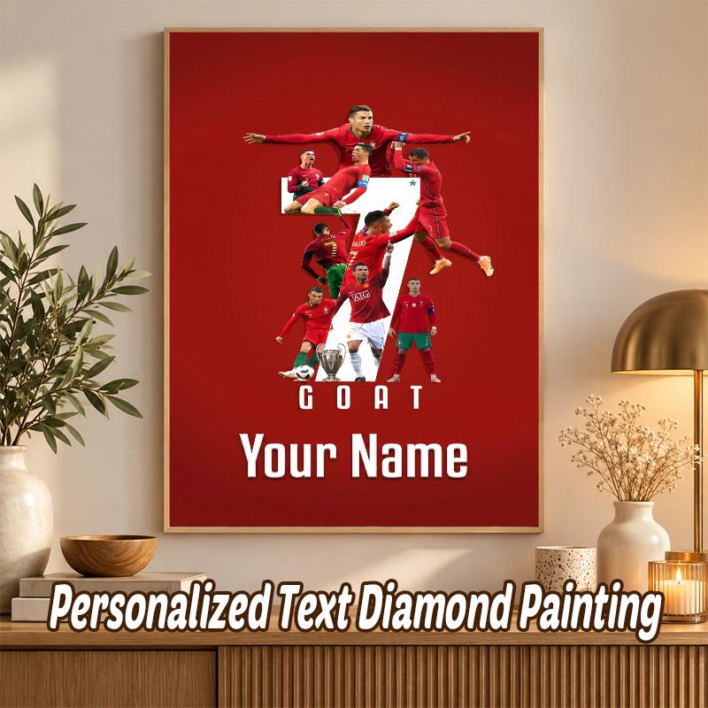 Cristiano Ronaldo Vlastní jméno Text 5D Diamantová malba Sada DIY Plné vrtání Diamantové umění Dekorace