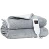 Electric Heated Blanket 160x140 Cm with 5 Heat Levels and 2 Remote Controls, In Fleece and Polyester, Grey