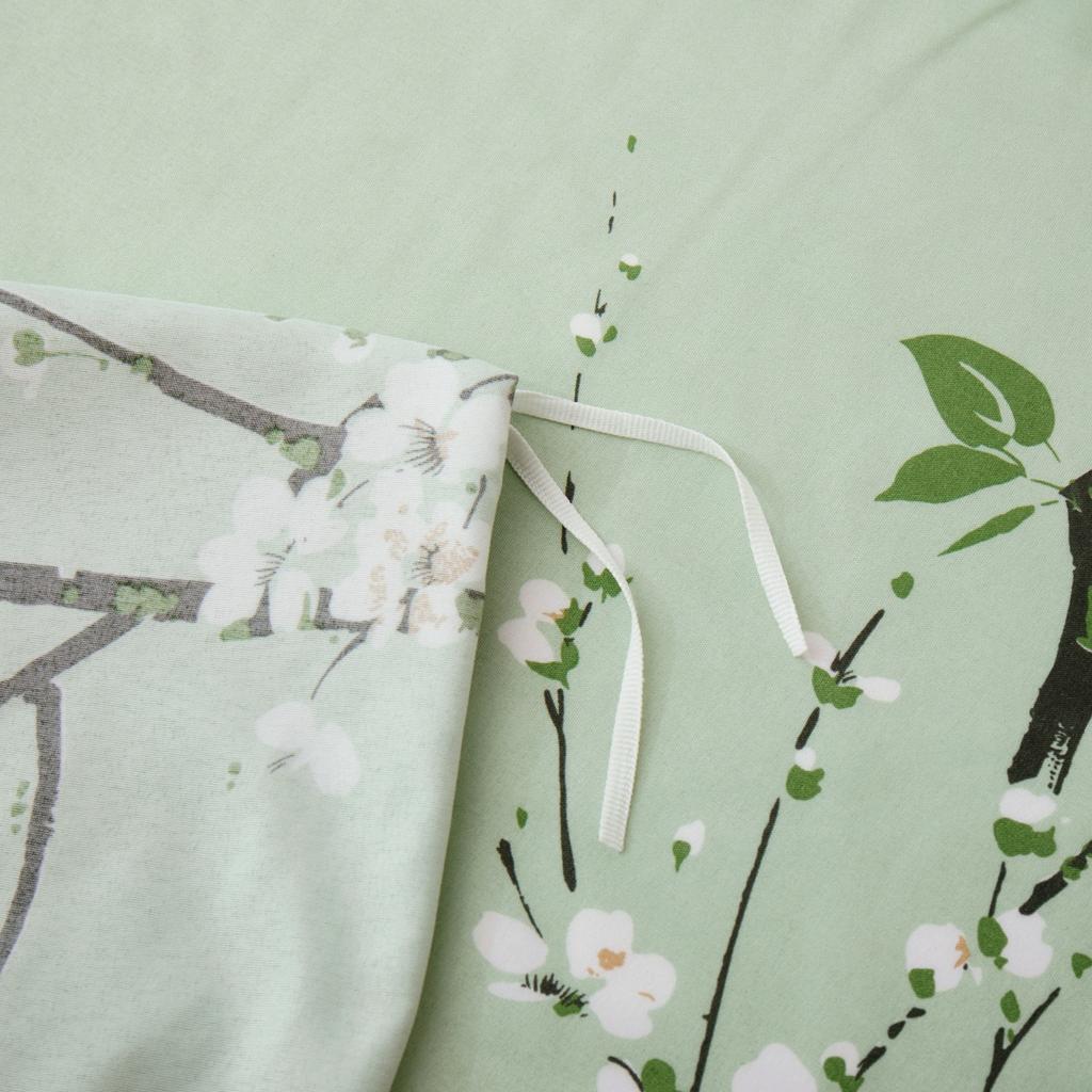 Sage Green Floral Duvet Cover Twin Queen 2/3 Pieces Flower Plum Blossom Bedding Set Reversible Botanical Branch Comforter Cover