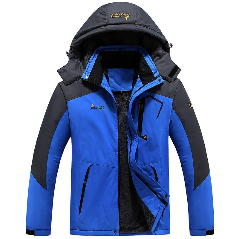 Men's Winter Windproof Fleece-Lined Cotton Jacket - Thickened Outerwear for Outdoor Cold-Weather Protection