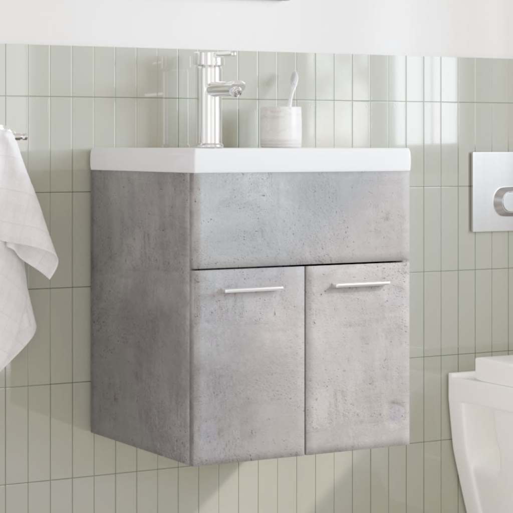 2 Piece Bathroom Furniture Set Concrete Grey Particleboard