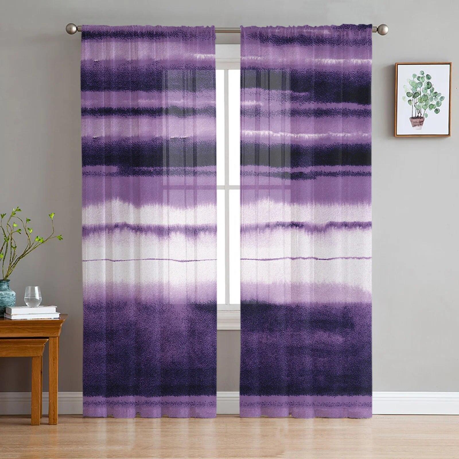 

Цвет Фиолетовый Зеленый Вертикальный Цвет Бар Спальня Прозрачные Шторы Праздничное Украшение Окна Вуаль Тюлевая Занавеска 135W x 160H(cm) x 2