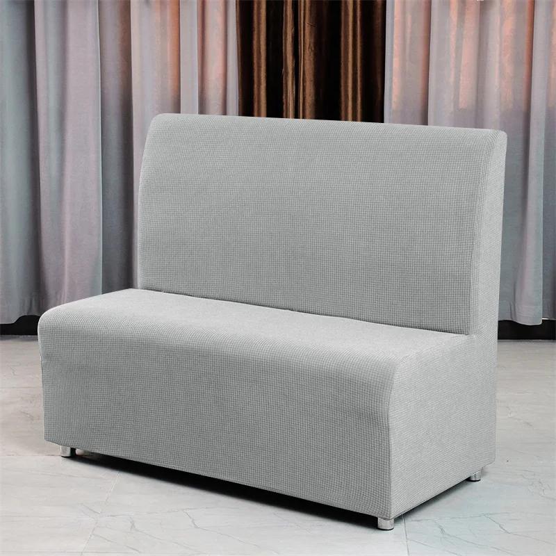 1PC Polar Fleece Armless Sofa Cover Stretch Restaurant Sofa Slipcover Solid Color Anti-dirty Couch Cover for Bar Hotel Cafes