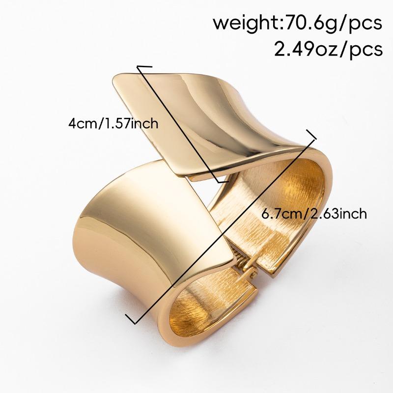 Accessories: Irregular alloy opening bracelet, metal style shiny surface, exaggerated hand ornament bracelet