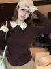 Niche Design Slim-Fit Two-Piece Knit Sweater - Women's Long-Sleeve Base Top for Autumn/Winter