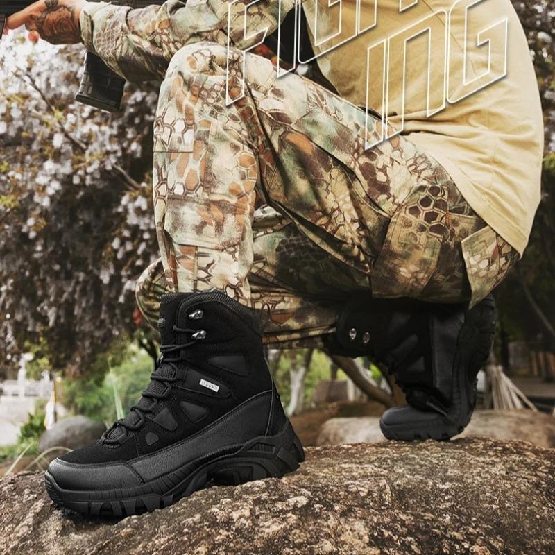 Men's Hunting Tactical Boots Outdoor Waterproof Anti-slip Boot Men Military Hiking Shoes High-top Thick Sole Mountaineering Shoe