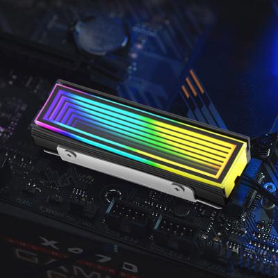 M.2 Nvme SSD Radiator Heat Sink 5V 3PIN ARGB SSD Cooling Heat Sink AURA Sync Aluminum Alloy Heat-resistance for M.2 2280