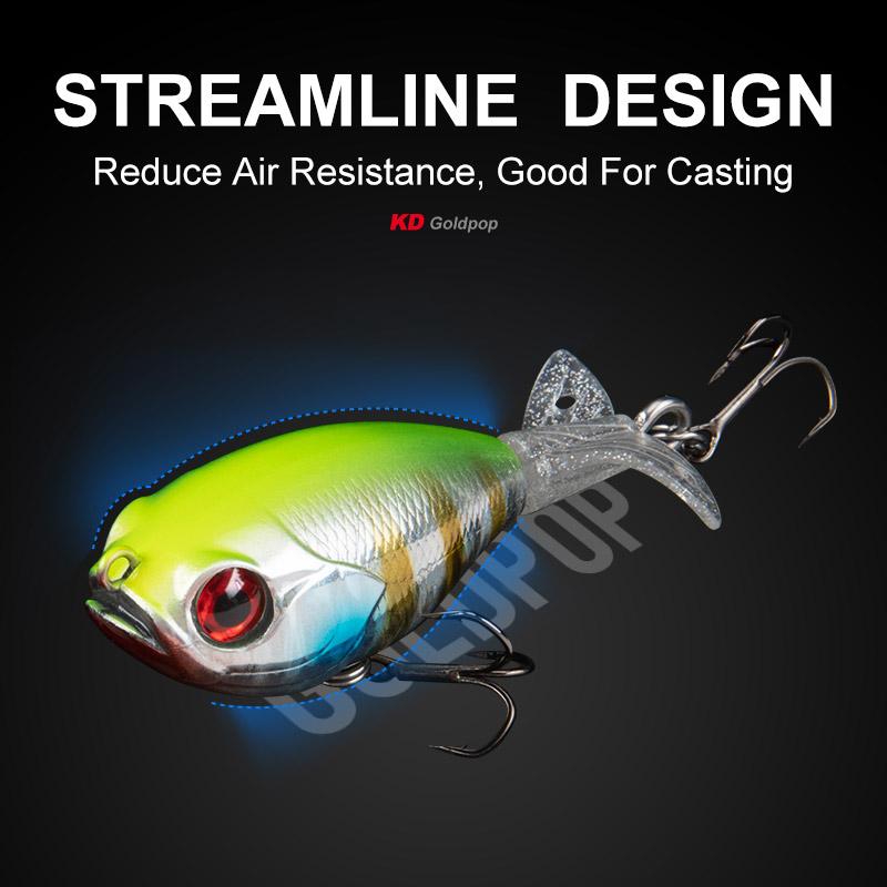 Kingdom GOLDPOP Fishing Lures 35mm 5.5g/9g Floating & Sinking Pencil Popper Hard Bait Soft Rotating Tail Topwater Wobblers Baits