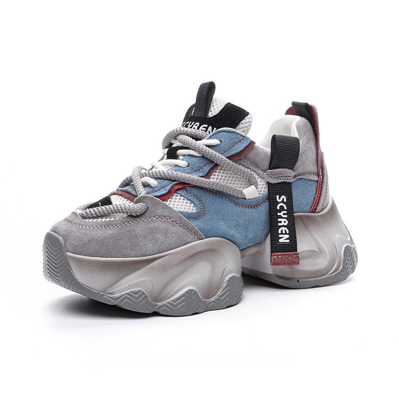 Platform dad shoes women's inner height increase burst board casual versatile fashion style lace-up student shoes