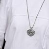 Original designer craftsmanship to create a retro lotus wishful long necklace pendant charm lady silver jewelry