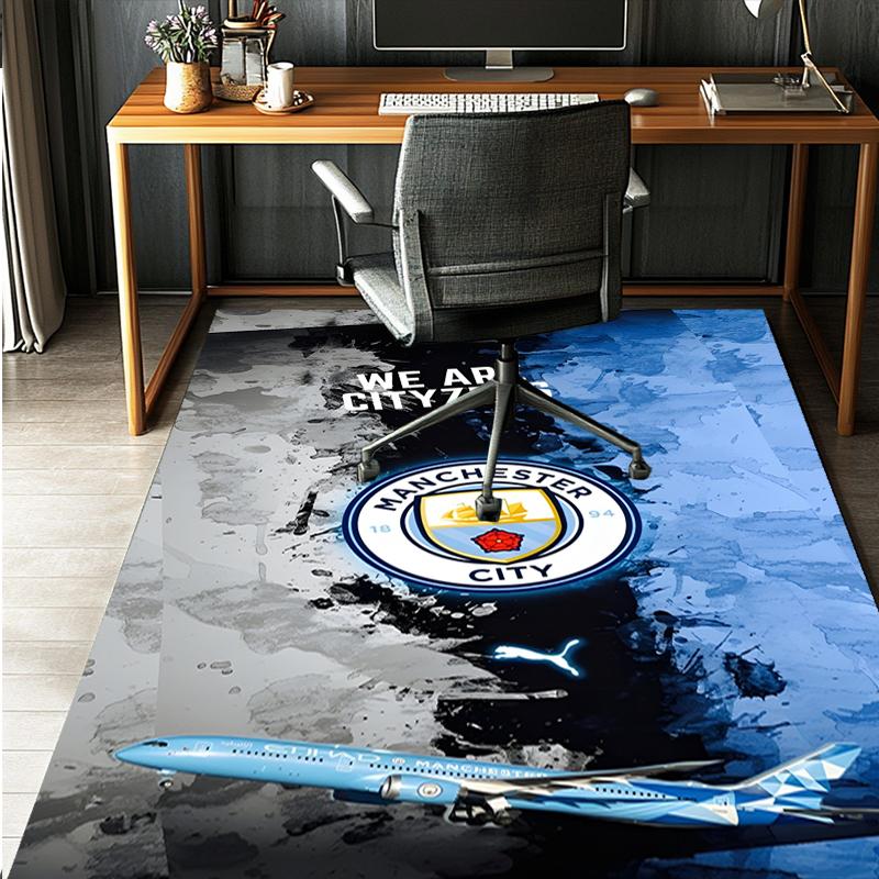 Manchester City FC Pattern Rug, Indoor/Outdoor Mat, for Picnic, Gameroom, Bedroom, Office, Living Room, Home Decor Carpet, Birthday Gift