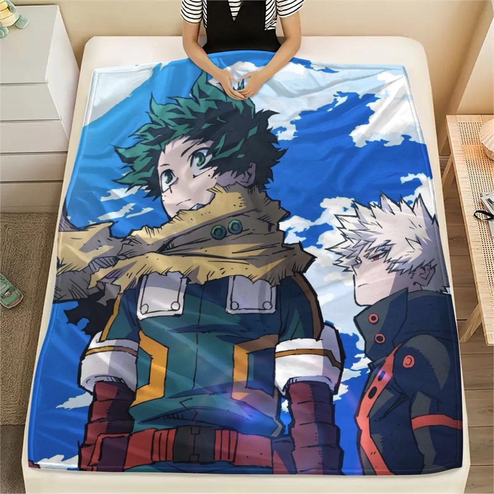 My Hero Academia Deku & Bakugo Pattern Flannel Blanket, High Quality Comfortable for All Seasons, Home Decor, Warmth and Comfort, Perfect for Gifts.