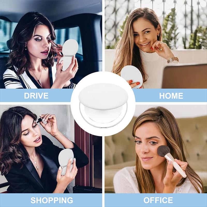 USB Rechargeable Handy Round LED Mirror For Make-Up Compact Makeup Flip Led Makeup Mirror