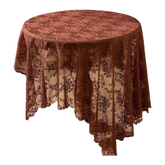 Baizihuahu Lace Tablecloth, Floral Table Cover, Retro Scalloped Tablecloth for Dining Table, Rustic Wedding Party Bridal Shower Decor