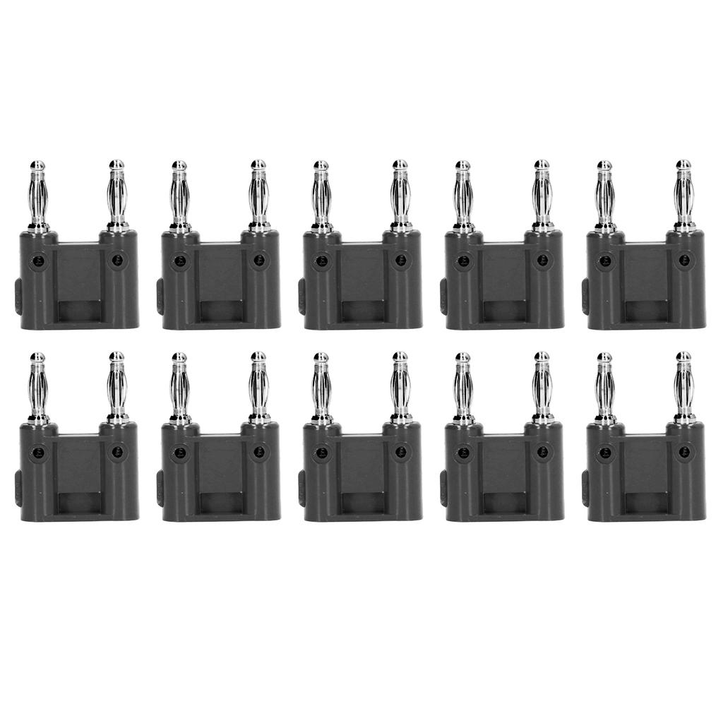 10Pcs 2 Way Banana Plug Brass PE Double Banana Socket for Electronic Instruments AutomobilesBlack