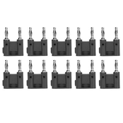 10 Peças Plug Banana de 2 Vias Latão Soquete Duplo Banana PE para Instrumentos Eletrônicos AutomóveisPreto