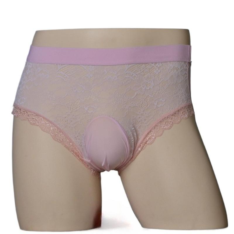 Men Sexy Panties Lace Ultra-Thin See Through Lingerie Underwear Summer Breathable High Elastic Sissy Feminization Underpants