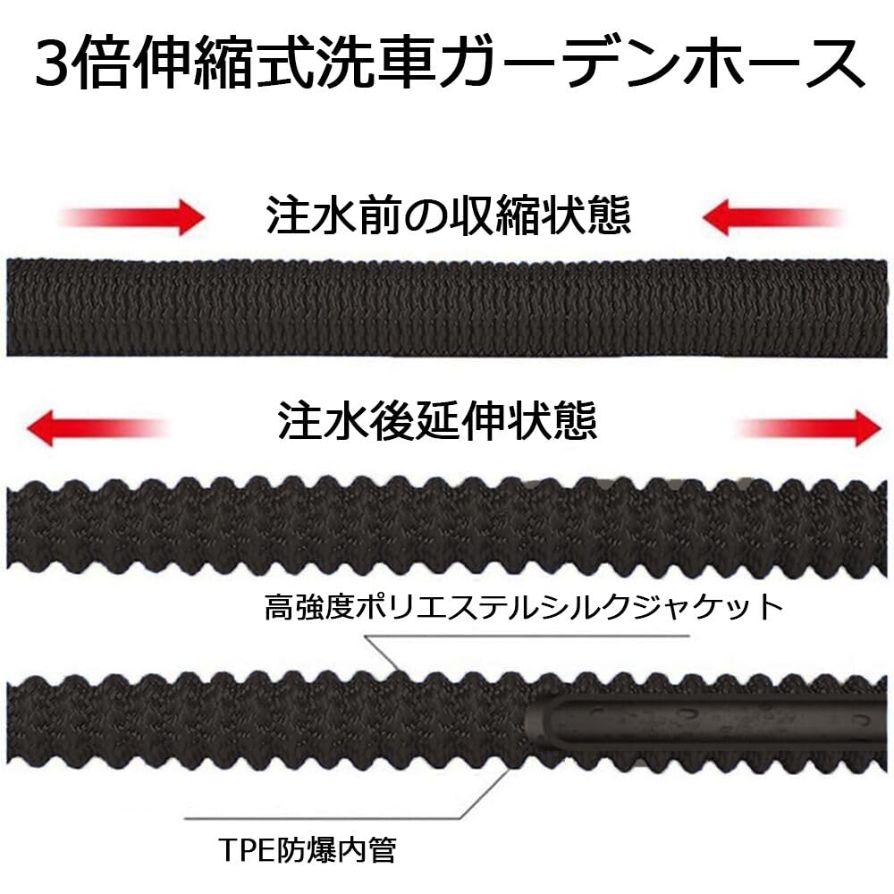 EZ HOSE 3x Expandable Car Wash Lightweight and Easy To Powerful Water Expandable Garden Hose for Car Outdoor and Yard Expands Up To Hose, Store,