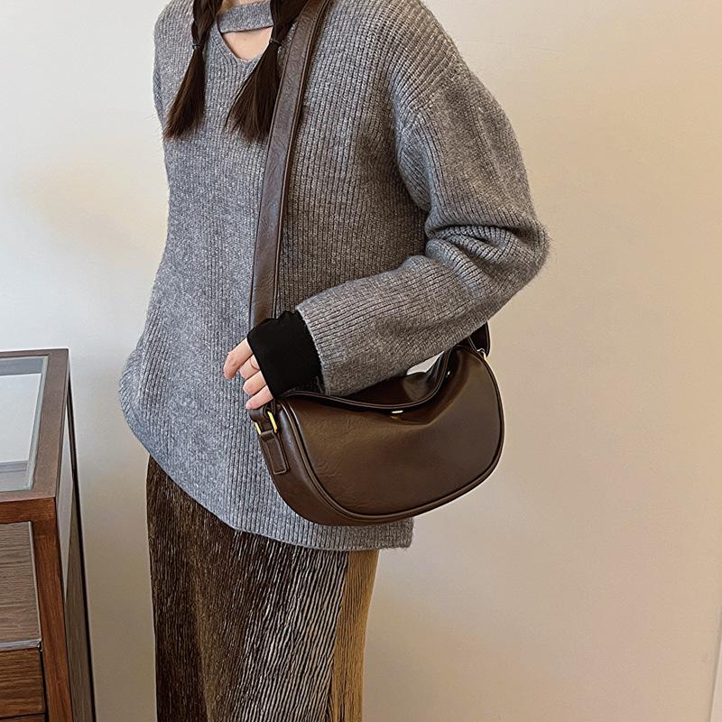 Retro High-end Underarm Bag Women's 2025 New Simple Dumpling Bag Versatile One-shoulder Crossbody Bag Drop-shipping