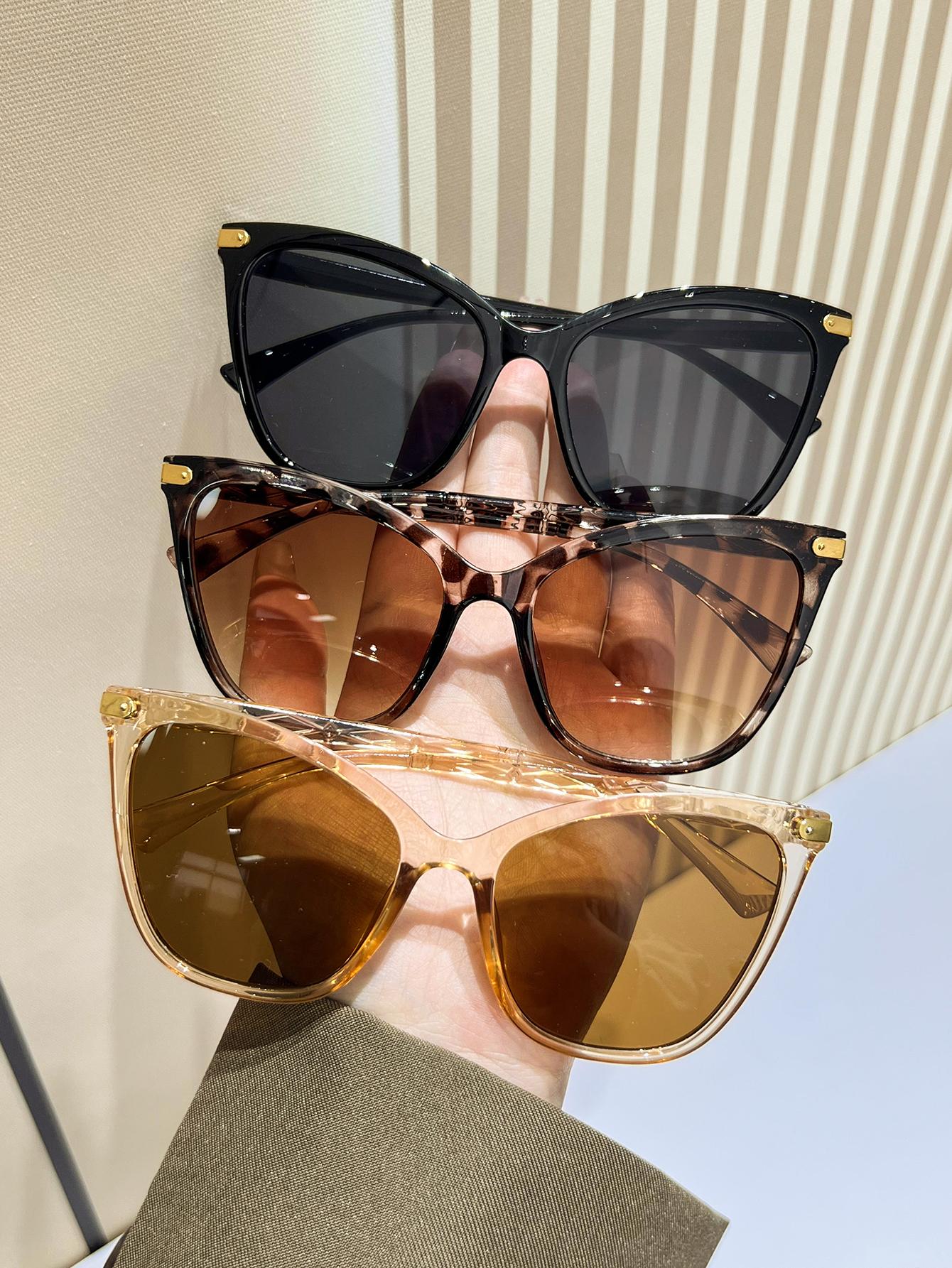 

3Pcs Trendy Fashion Cat Eye Frame Women s Sunglasses Set Uv Protection Suitable for Driving, Traveling, and Outdoor Activities