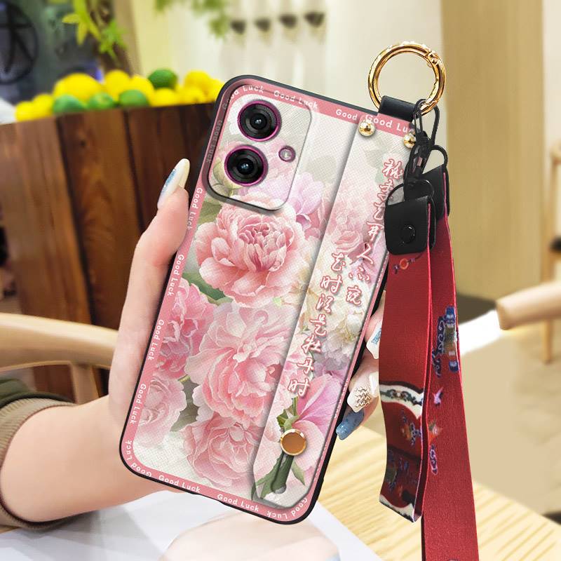 Ring Shockproof Phone Case For MOTO G55 5G Waterproof Phone Holder Silicone Protective Kickstand Anti-knock Wristband