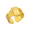 Titanium Steel Simple and Fashionable English Letter Ring Versatile Gold Chain Opening Adjustable Ring Women