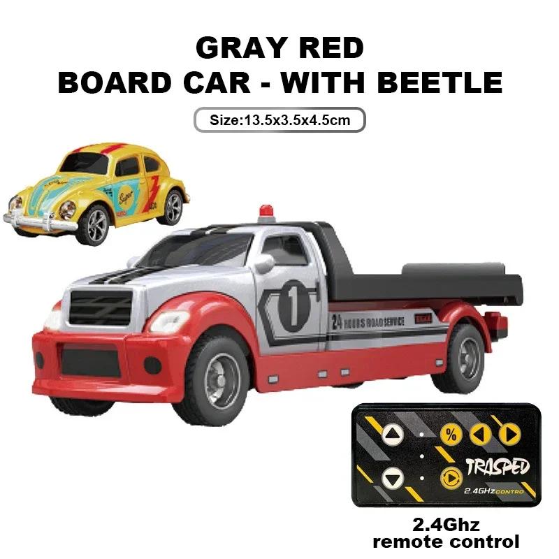 1/64 Mini Truck Cars APP 2.4G Remote Controlled Pickup Trailer Drift Alloy Trucks Children App Radio Control Rescue Vehicle Toys