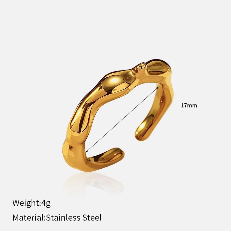 European and American fashion influencer bestseller: glossy open titanium steel ring, stainless steel plated with 18K gold, niche ring for women