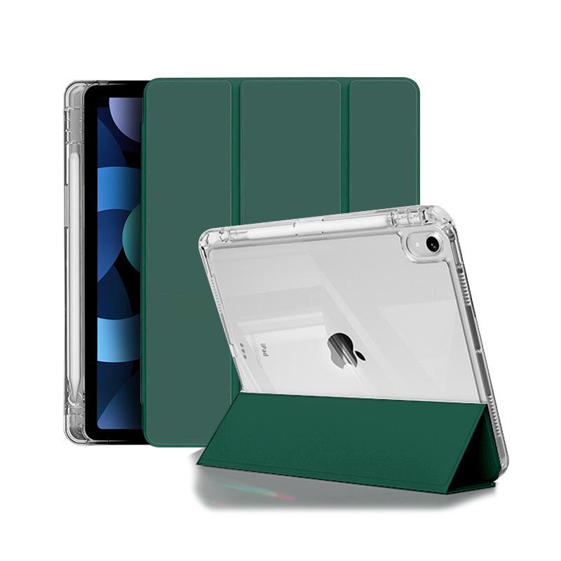 iPad Protective Case: Three-Fold Stand, Flip Cover with High Transparency, Anti-Drop Protection, and Pen Slot Design.