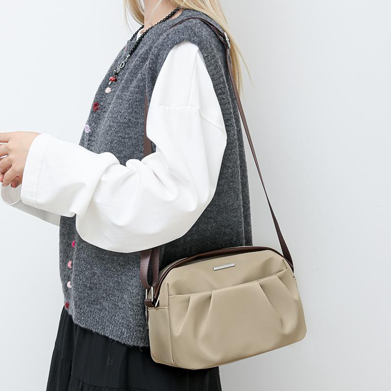 Solid Color Nylon Bag Women's Large Capacity Shoulder Crossbody Bag