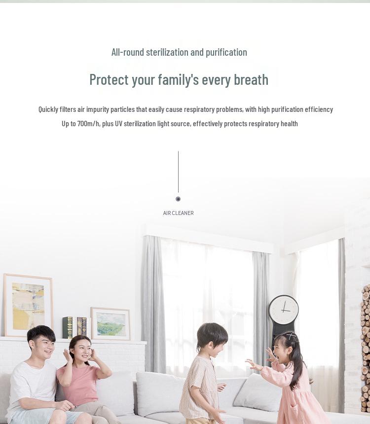 Dual-Function Desktop Air Purifier with UV Sterilization and Night Light
