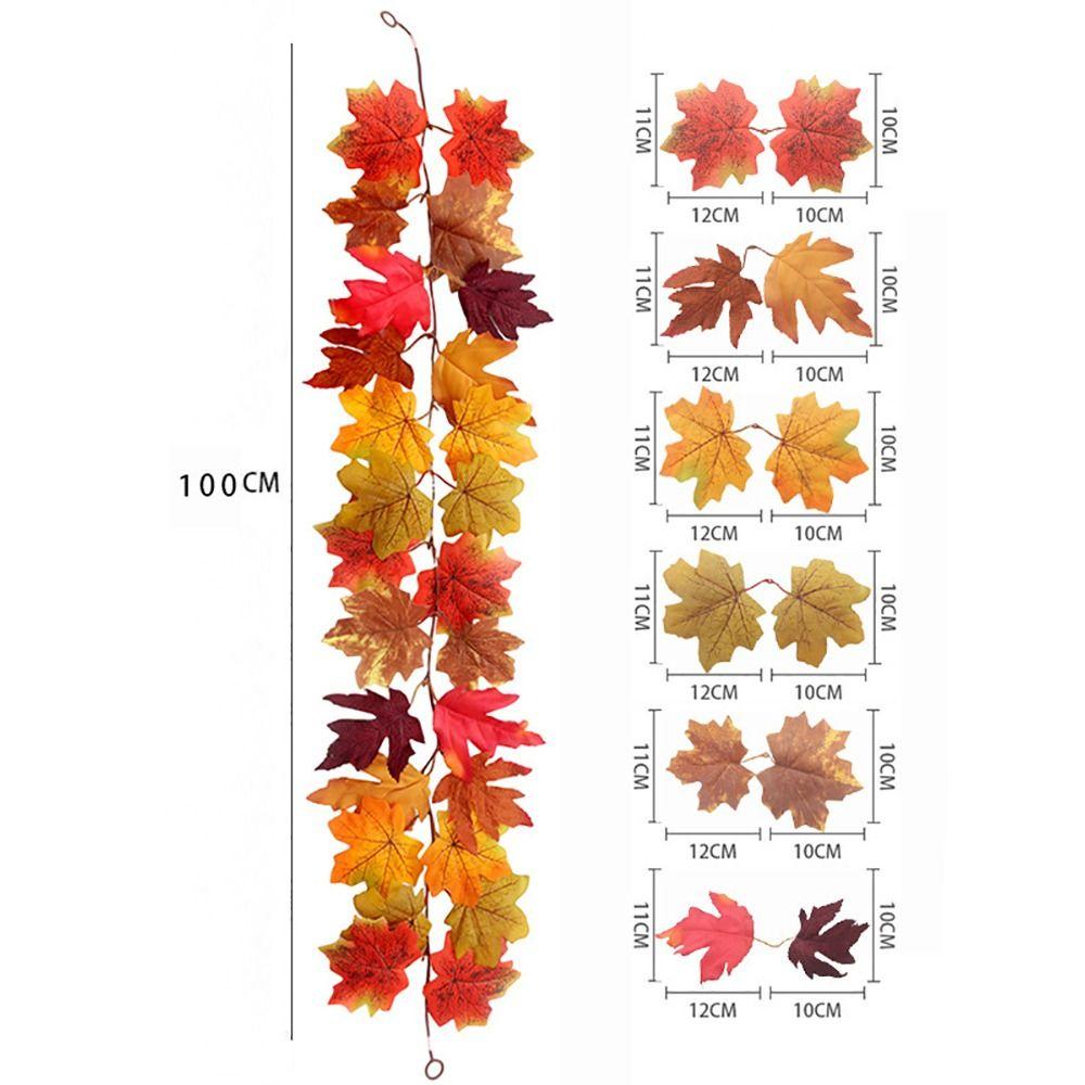 Autumn Artificial Maple Leaf Garland Multicolor Mini Pumpkin Simulation Mapple Leaves Vine Silk Leaves Photo Props