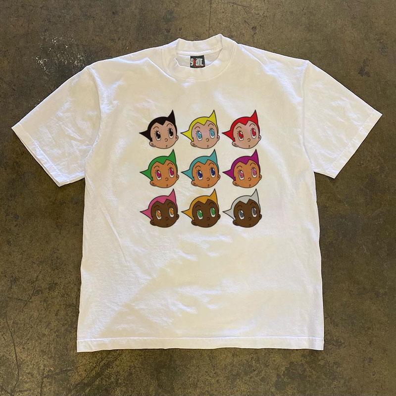 Heavyweight American Retro Cartoon Totoro or Sve T-irt Ex-id Design Round Ne Summer Y2K Loose Casual Peplum Short Sleeve