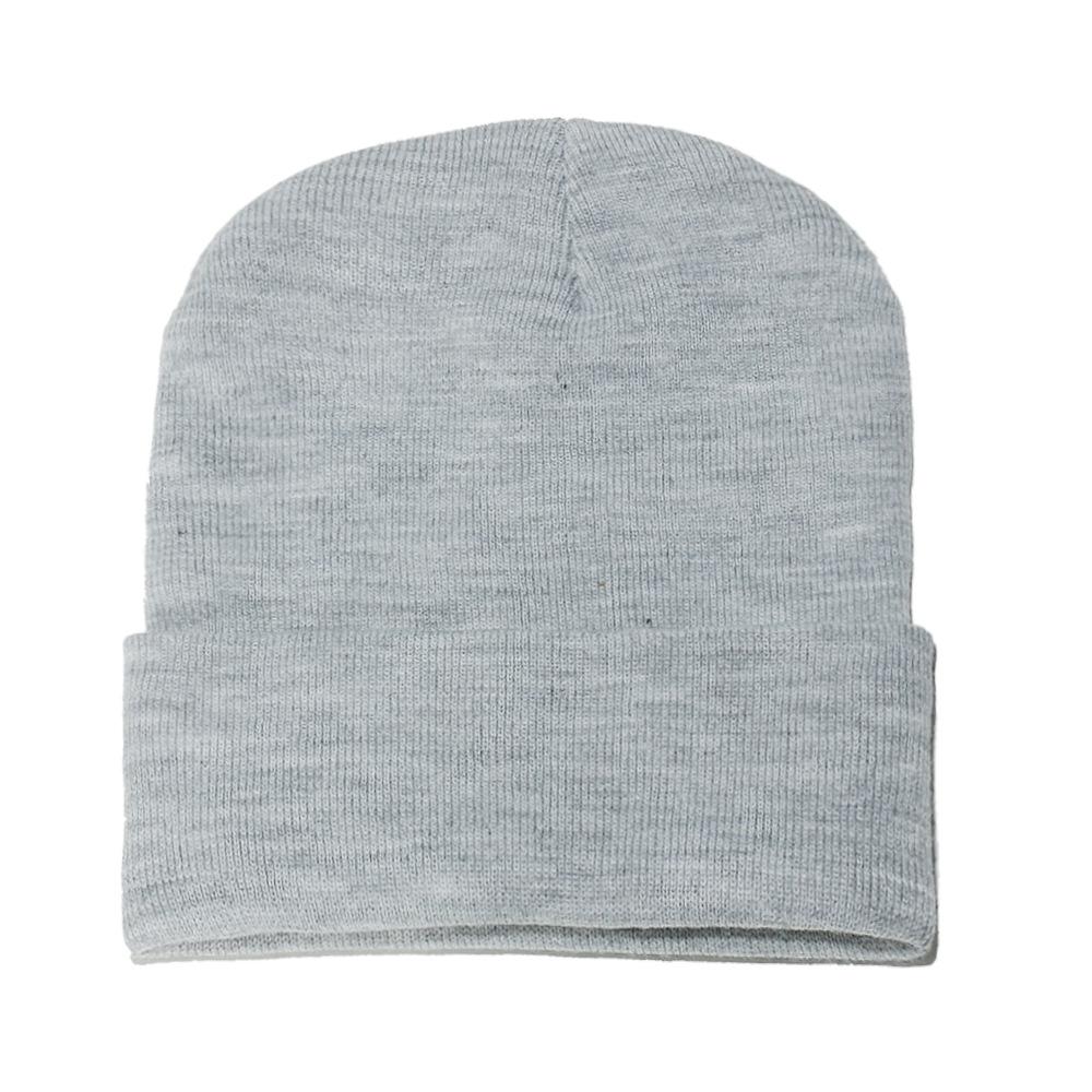 High Quality Solid Color Acrylic Wool Hat Outdoor Warm Cold Hat Monochrome Knitted Hat Pullover Hat for Men and Women
