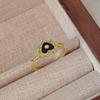 Gold Gothic Black Enamel Heart Ring - Drip Oil Light Luxury Couple Style