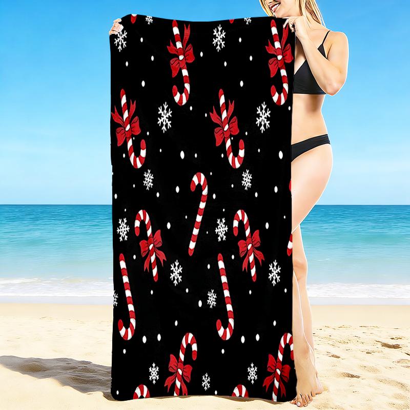 1Pc Christmas Candy Canes Beach Towel Quick Dry Multiuse For Beach Pool Gym Yoga Home Travel Christmas Halloween Xmas Gift S1201