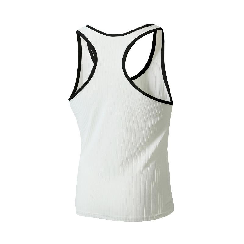 Men's Ribbed Knit Slim Fit Color Block Tank Top.