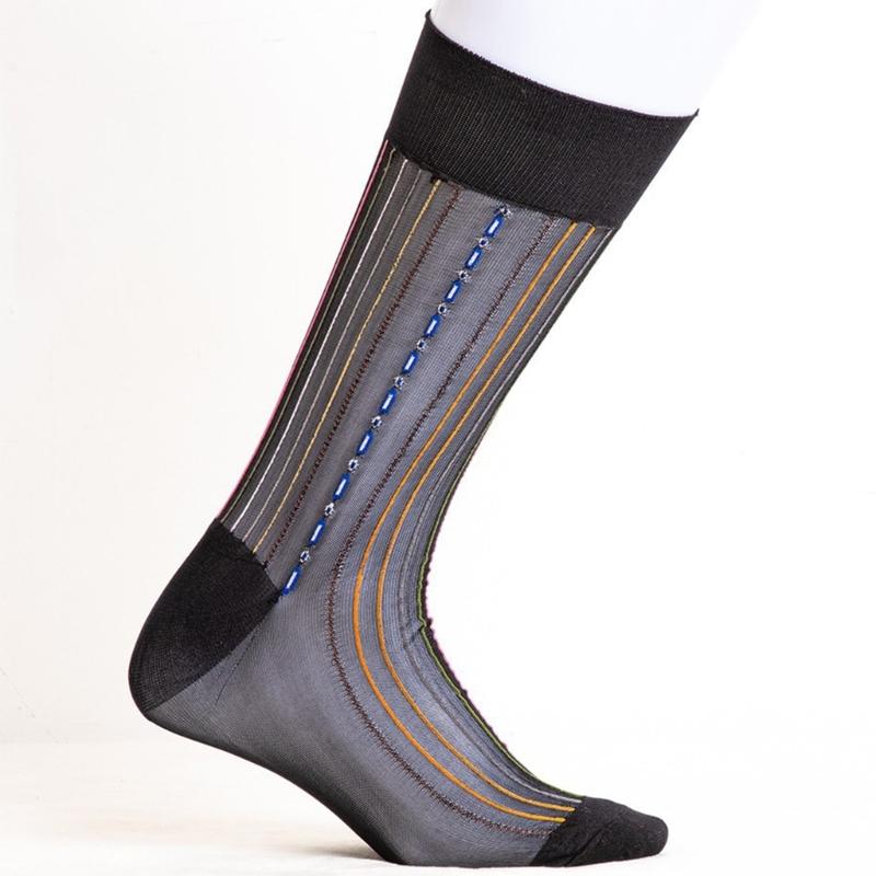 Men's Stylish Colorful Striped Dress Socks Thin and Breathable Fabric Business Socks for Office Wear and Formal Occasion