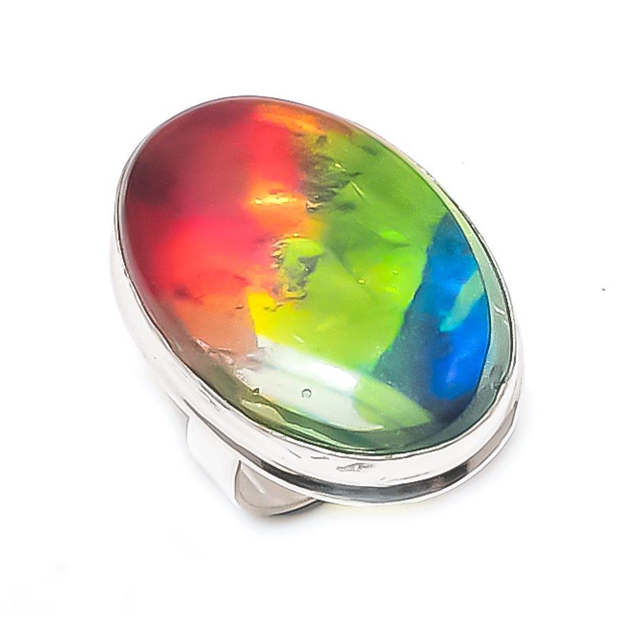 Ammolite Gemstone 925 Sterling Silver Jewelry Ring Size 7
