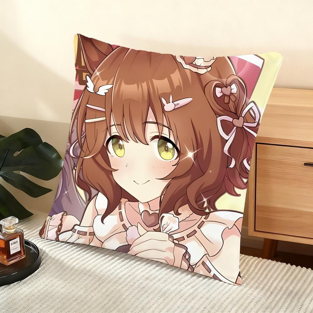U-Umamusume Cushion Cover Soft Short Plush Pillow Cover Smooth Cozy Texture Aesthetic Cushion Case Home Decor
