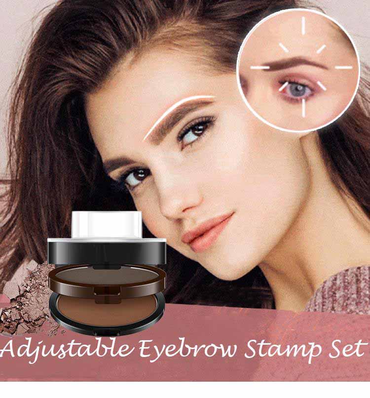 1 Set Double Layer Dual Color Lazy Eyebrow Powder Stamp, Long Lasting, Waterproof, Sweatproof, Smudge Proof Brow