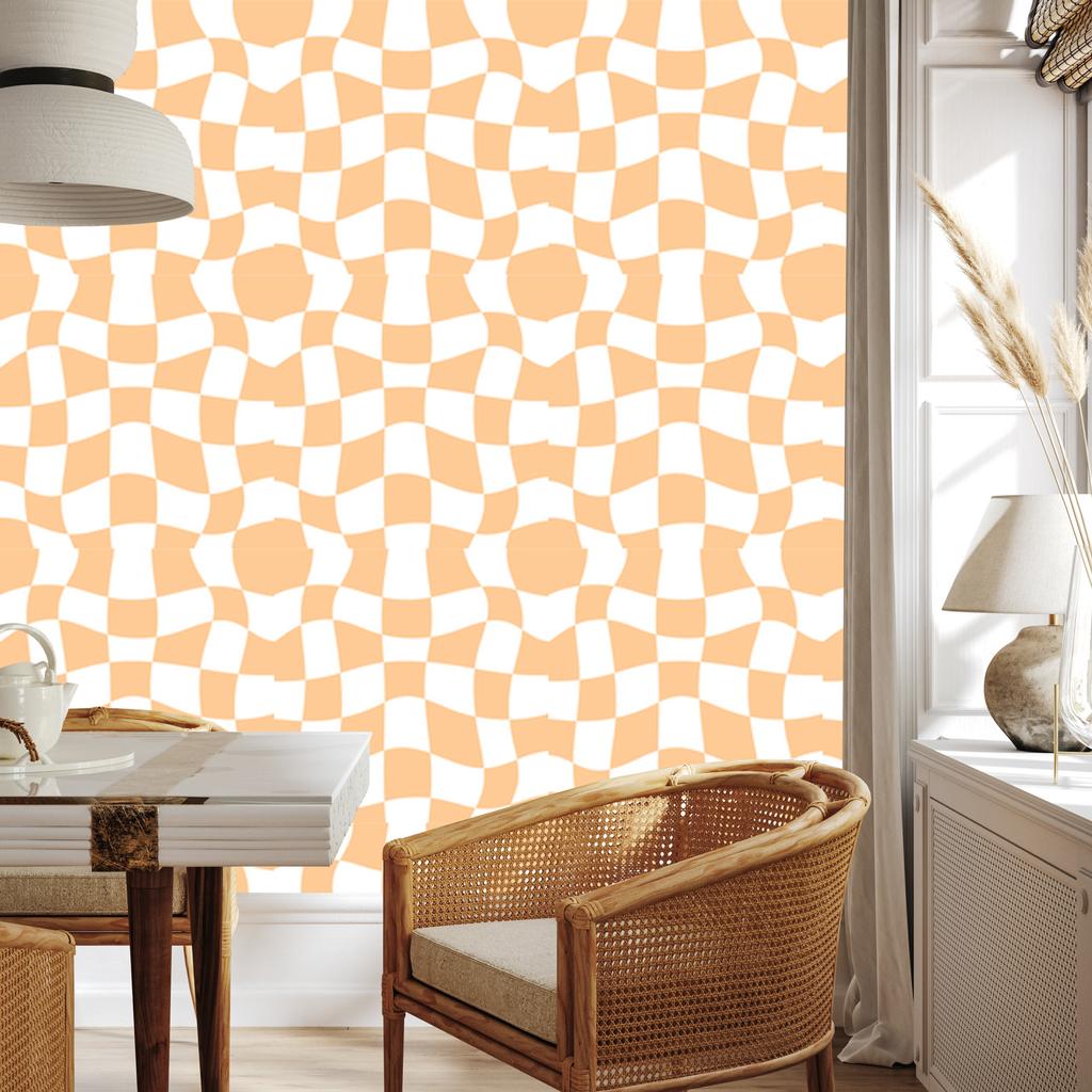 Wallpaper Casual Checkerboard Cream and White, Cream Background 50x1000