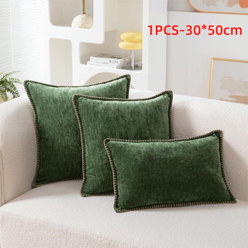 Simple Chenille Cushion Cover Solid Color Soft Throw Pillow Cover Velvet Multiple Size Decorative Pillowcase Seasonal Decor