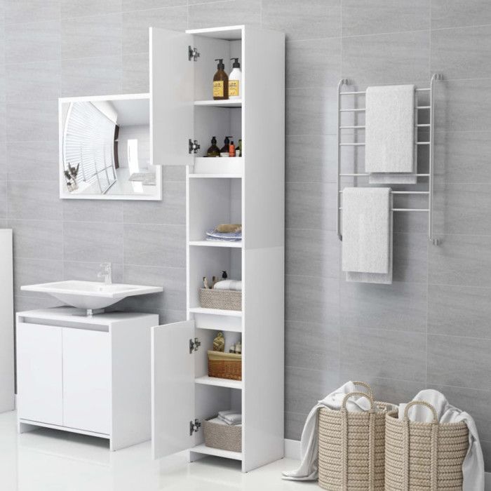 VidaXL Armoire de salle de bain Blanc 30x30x183,5 cm Bois d'ingénierie 802669