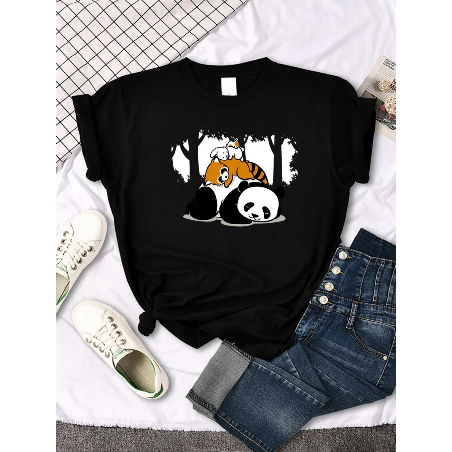 

Cute Animal Cartoon Printing Tshirts Female Street Hip Hop T-Shirts Summer Breathable Clothes Casual Fashion T-Shirt Women XXXXXL чорний