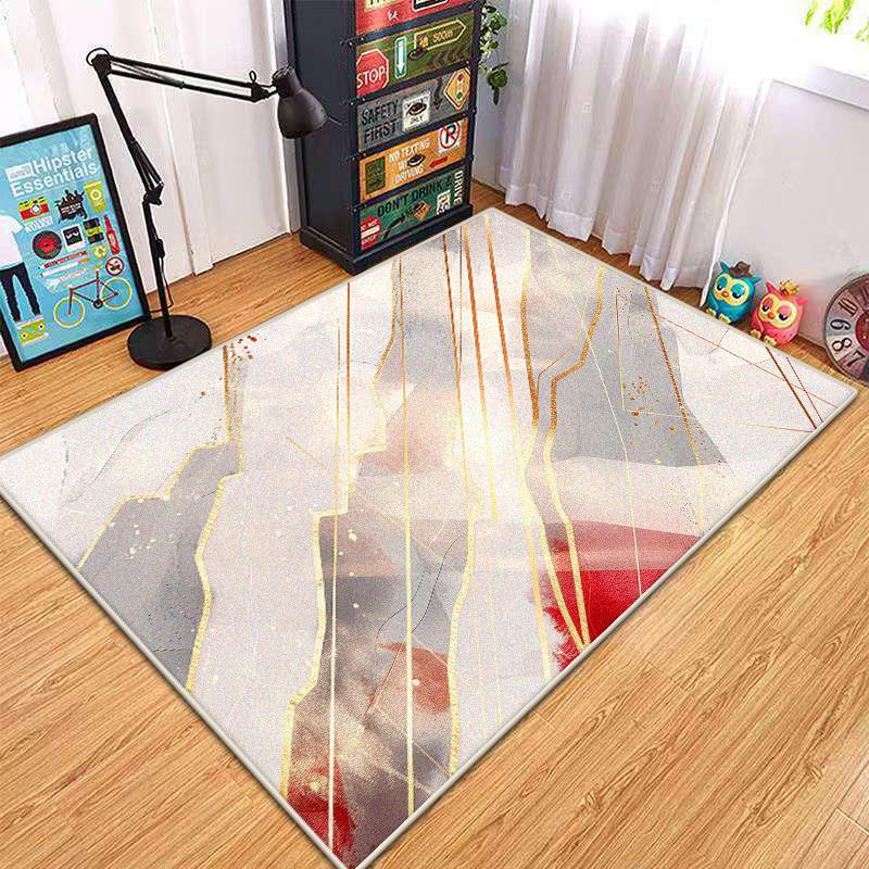 Modern Geometric Flannel Carpet Living Room High-end Luxury Hairless Tea Table Rug Bedroom Anti-slip Large Area Mat Cloakroom