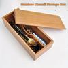 1pc Storage Box, Japanese Style Bamboo Spoon And Fork Cutlery Storage Box, 2-grid Divided Chopstick Box With Lid, For Restaurant And Hotel