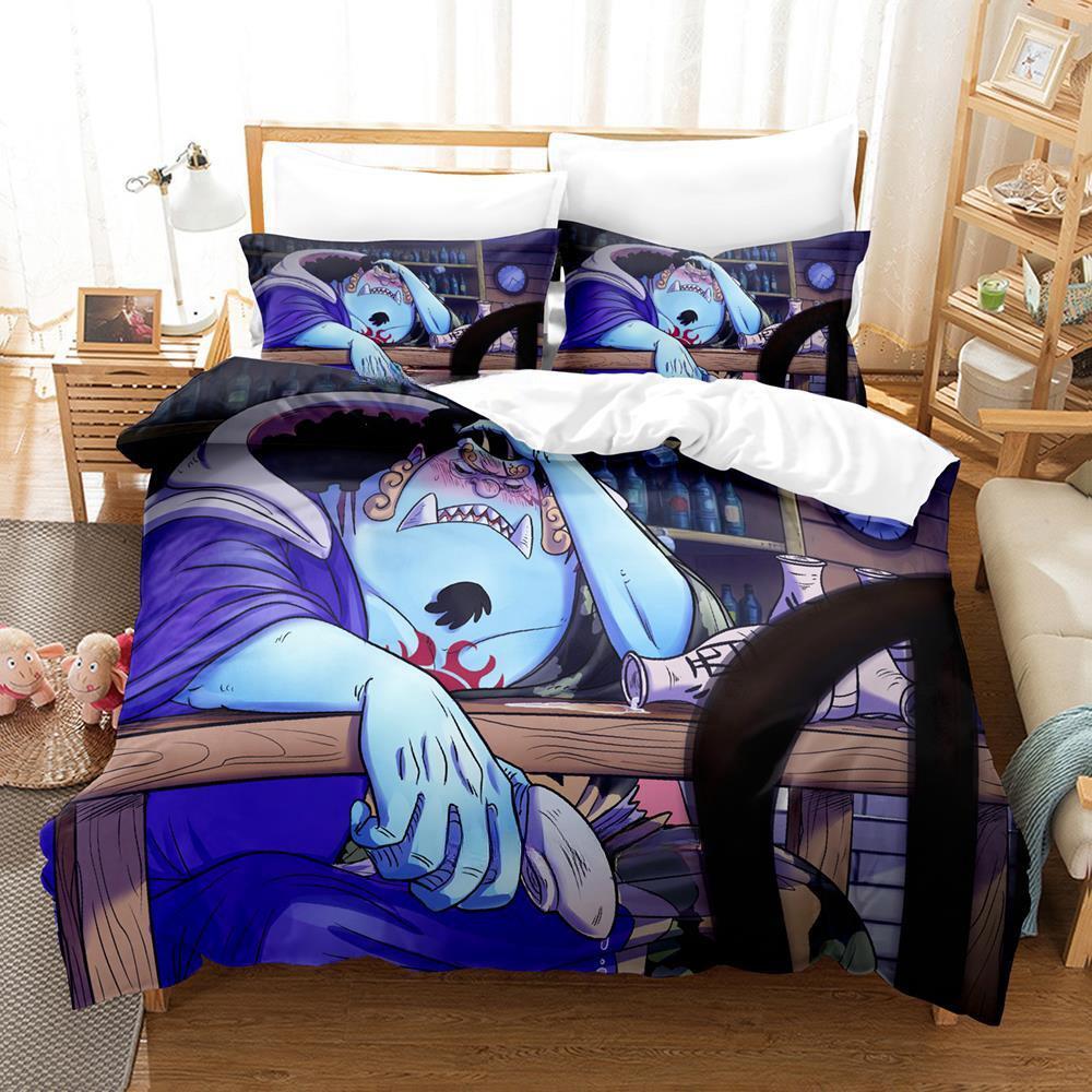 Nowy Zestaw Pościeli Jinbe Pojedynczy Bliźniak Pełny Queen King Size Zestaw do Łóżka Dorosły Dziecko Sypialnia Zestawy Poszewek na Kołdrę Zestaw Arkuszy do Łóżka z Nadrukiem 3D Anime