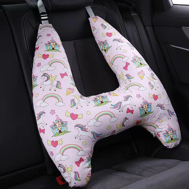 Cartoon Car Sleep Headrest Children's Pillow Nap Shoulder Belt Cushion Neck Cover Travel Bed Interior Accessories