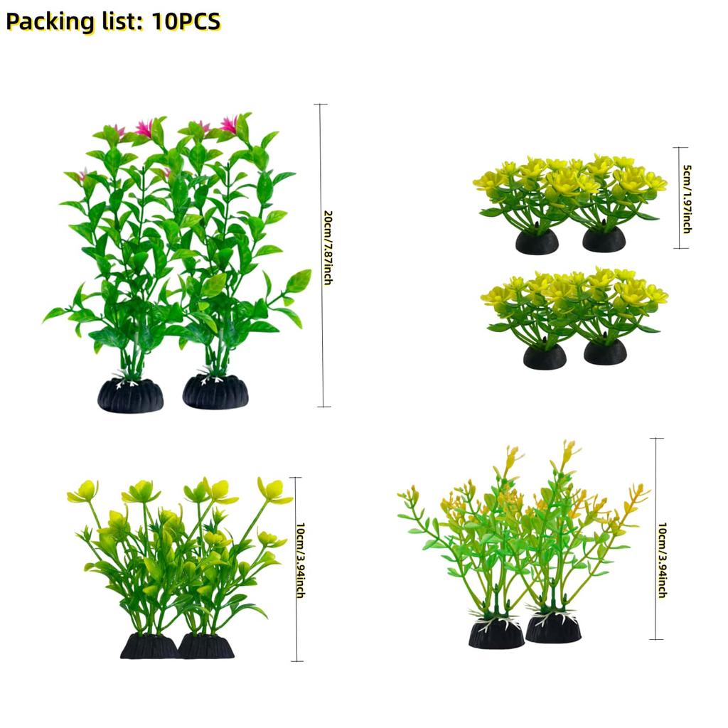 10pcs/set  Artificial Aquarium Plants green/colorful Realistic Faux Water Grass Easy to Install for Fish Tank Aquarium Decor